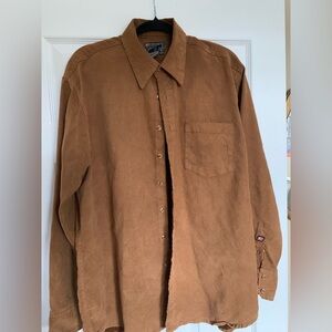 Point Zero -Men's Suede-Look Shirt Jacket in Warm Brown (US L)
